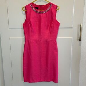 Julio Pink Embellished Neckline Sheath Dress 6 Sleeveless Cocktail Rhinestone